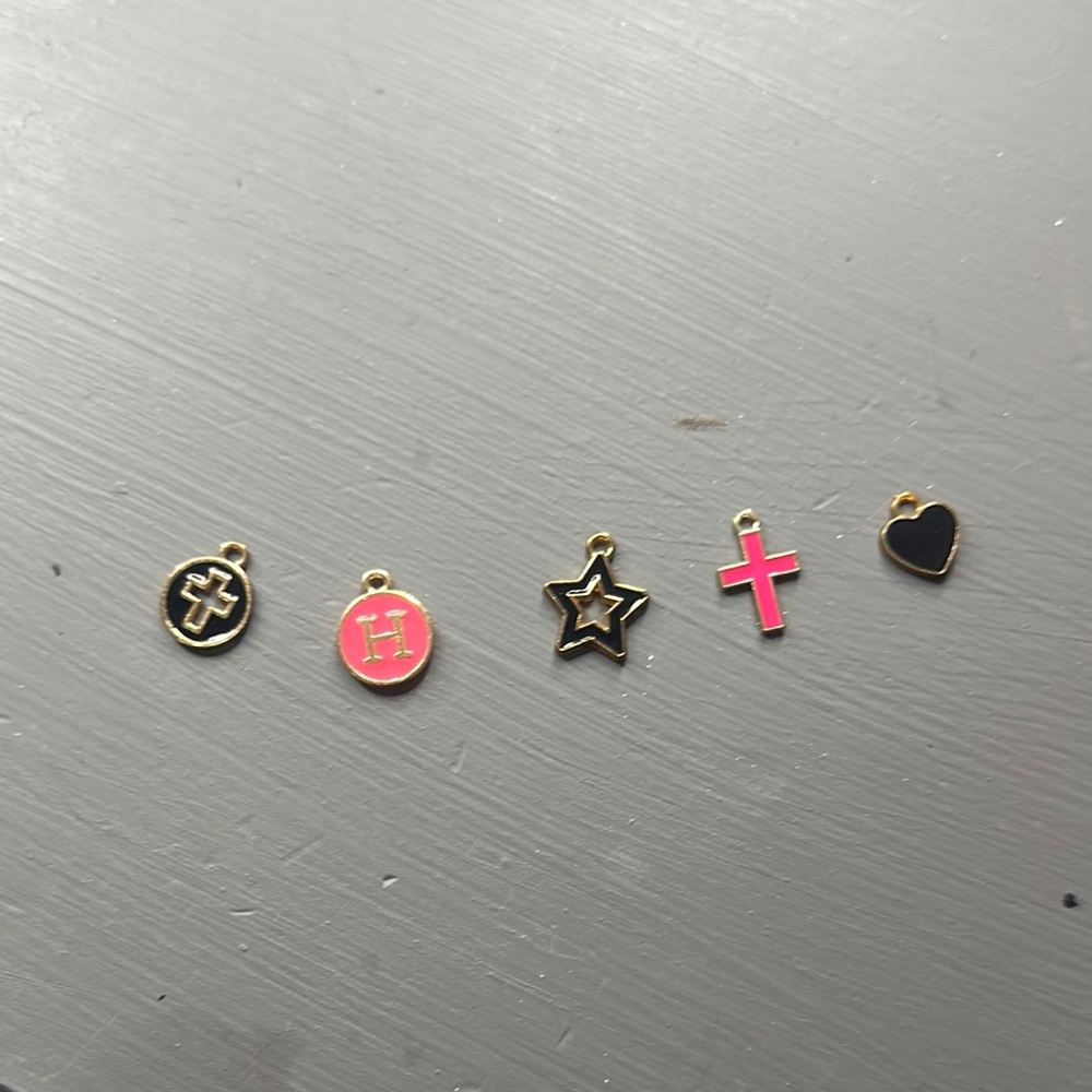 Gold, Pink and Black Charm Set